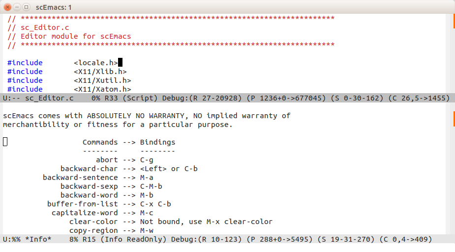 Hello1.sc run from scEmacs.